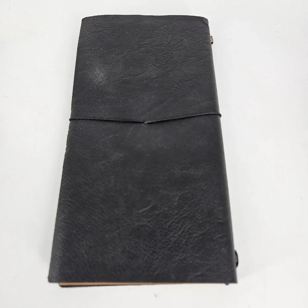 Black Faux Leather Travel Journal Notebook Planner Refillable Inserts Cover